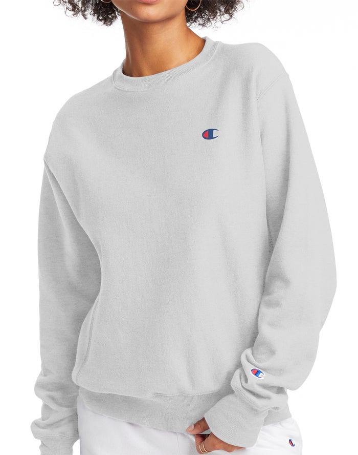 Champion Sweatshirt Dames - Grijs - Reverse Weave Crew C Logo ( 409817-VPI )